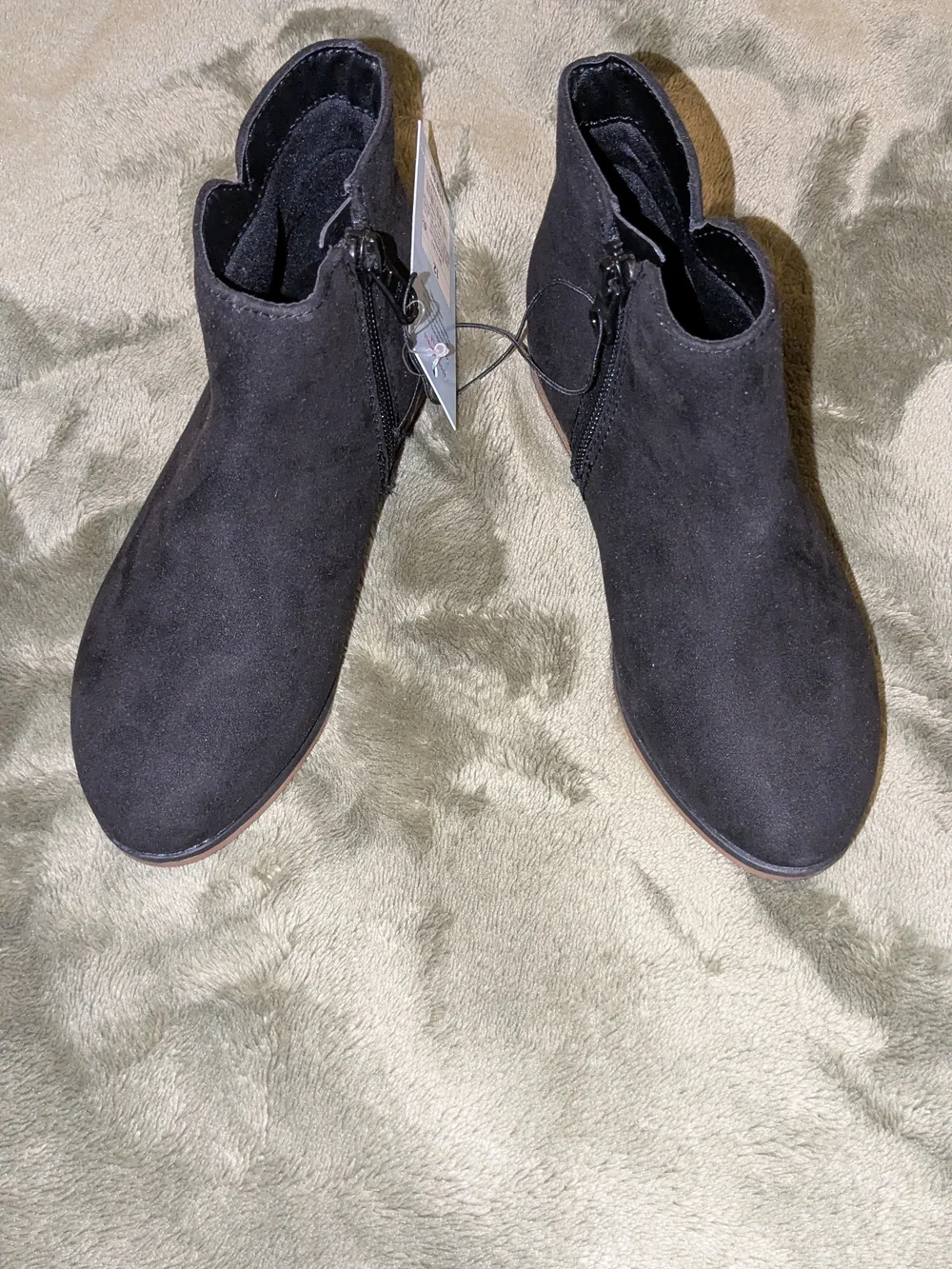 wonder nation Black Suede-Look Side Zip Ankle Boots - Picture 1 of 5